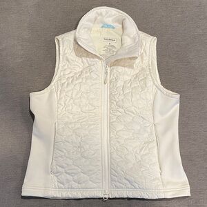 L.L. Bean Women's White Quilted & Fleece Vest